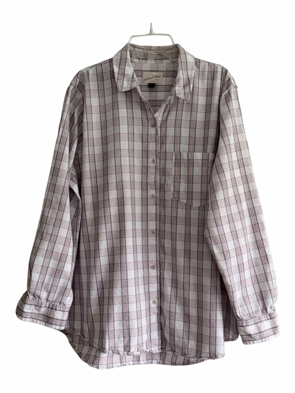 Universal Thread Light Pink and White Plaid Button-Down Shirt Size Large